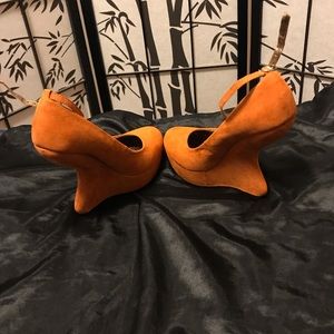Orange Suede Indent Heel